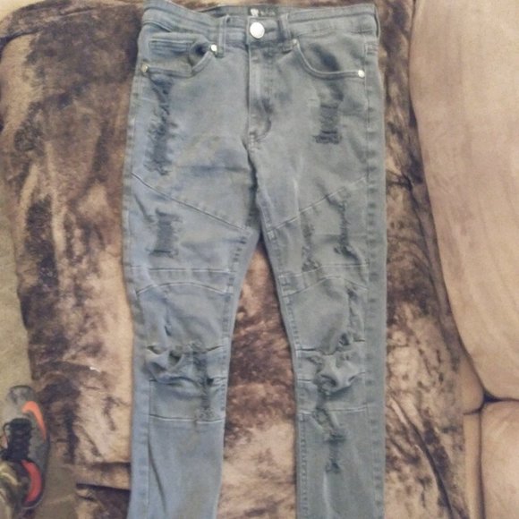 Size 30x30 Men's Distressed Skinny Moto Jeans - Picture 1 of 8